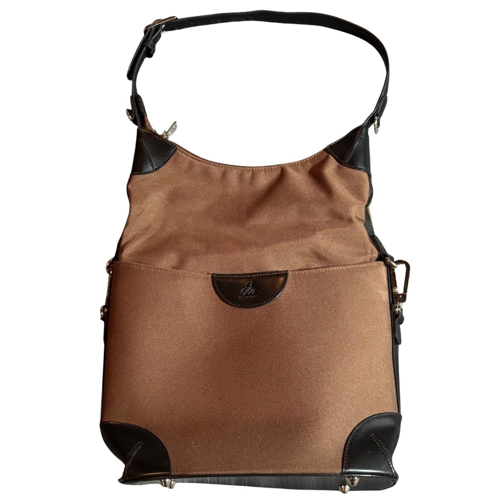 Joy Mangano Convertible Hobo Shoulder Bag Brown Black Expandable Purse
